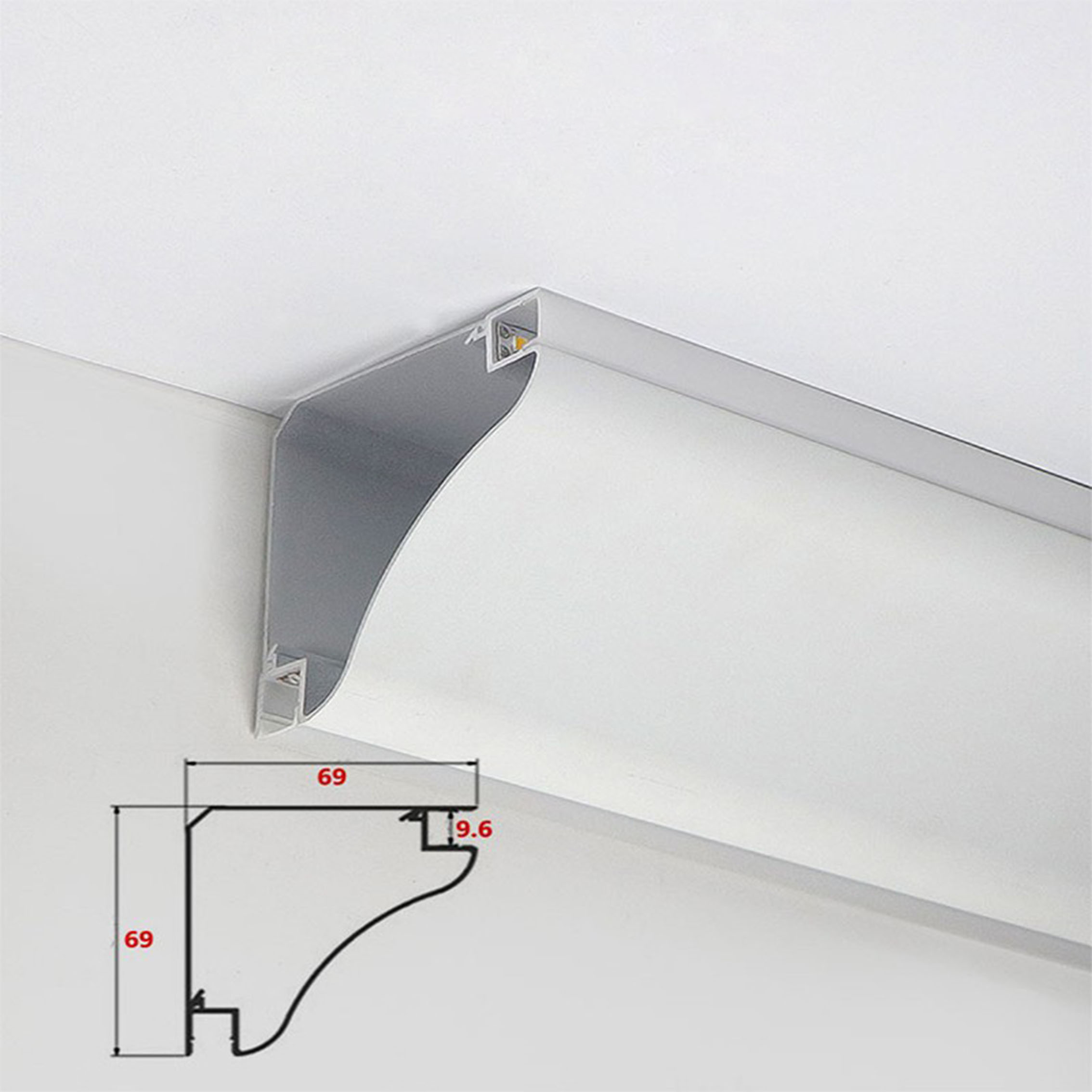 Surface Mounted LED Strip Lights - RD7069 Ceiling Corner Double Side Luminescence Profile