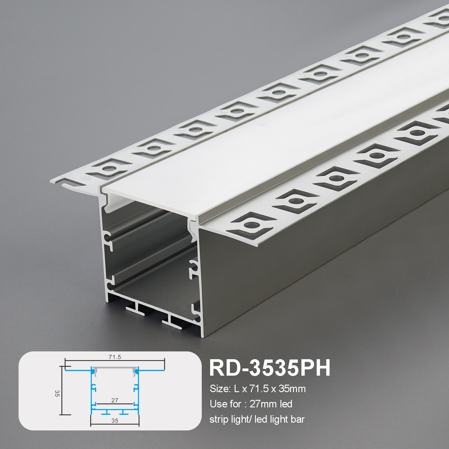 Wall Recessed Aluminum Profile for LED Light