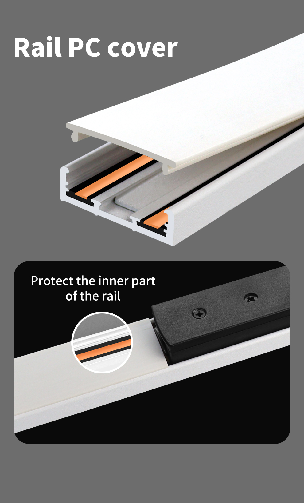 magnetic track light system rail