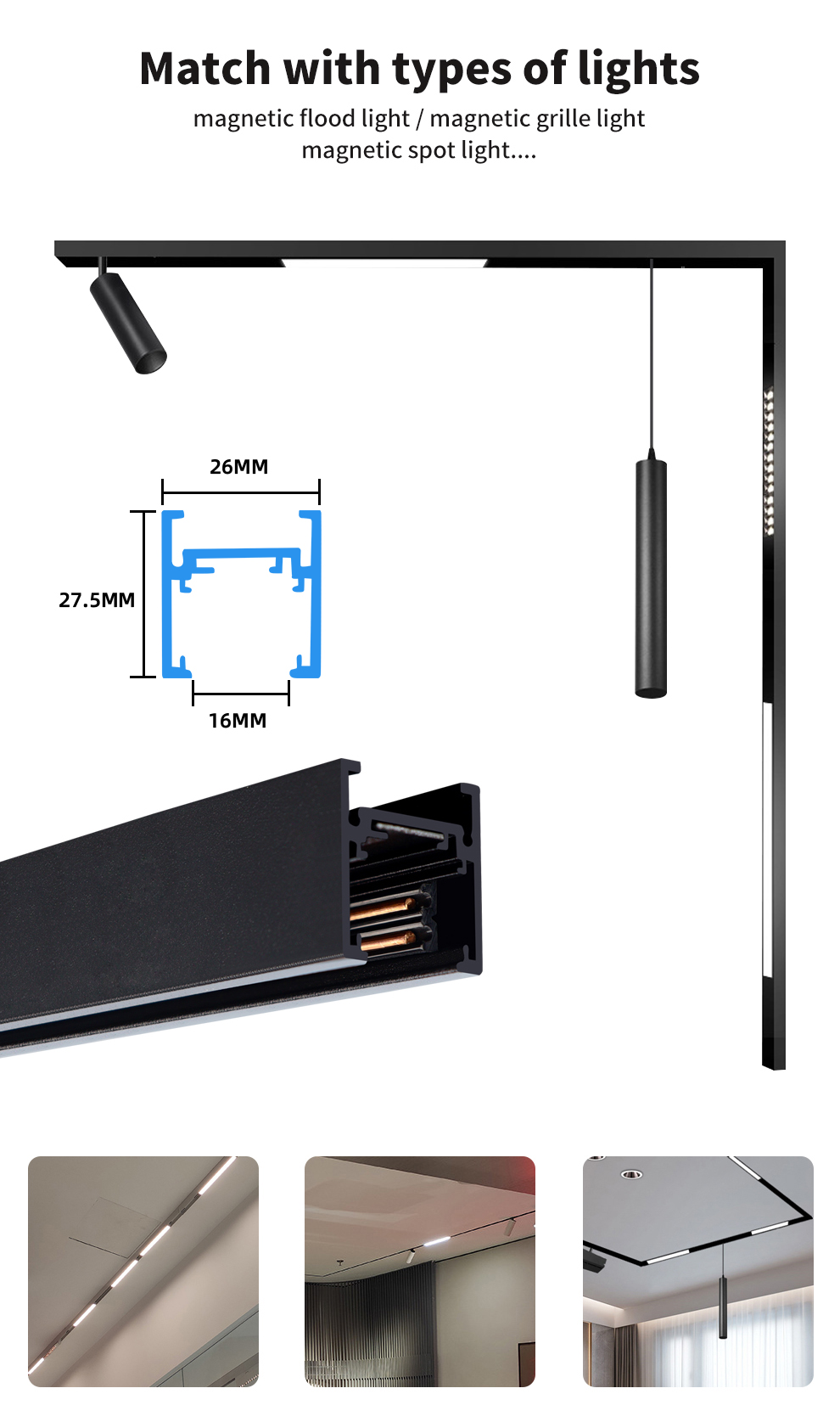 LED Track Light System Used in Different Senario