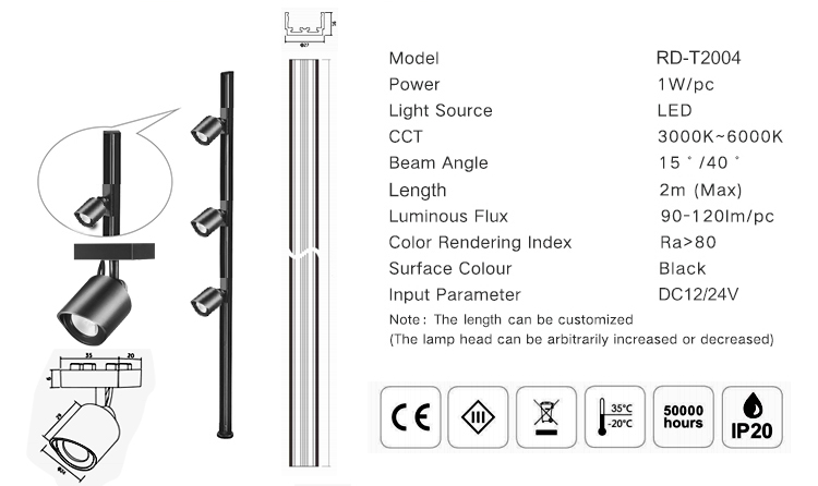 RD-T2004 360 Degree Mini Spotlight Magnetic System