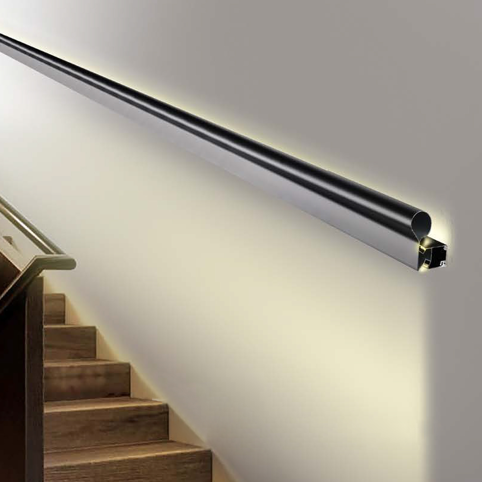 New Minimalist Staircase Handrail Light Side Wall Light Upper Lower Illuminated Circular Exposed Line Light