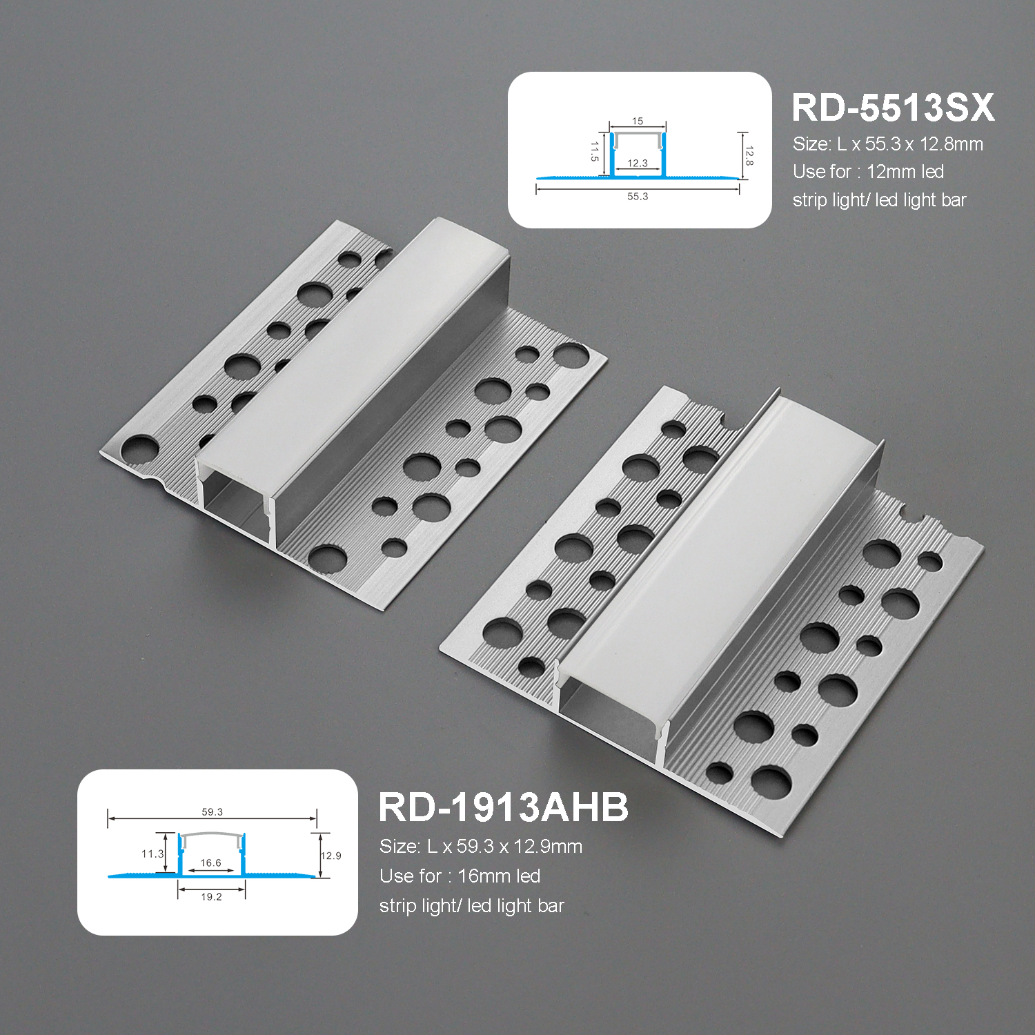 Aluminum Profile LED Strip Lights with Recessed Design