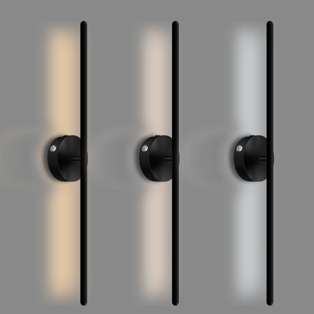 Black Battery Operated LED Wall Sconces Set Touch Control