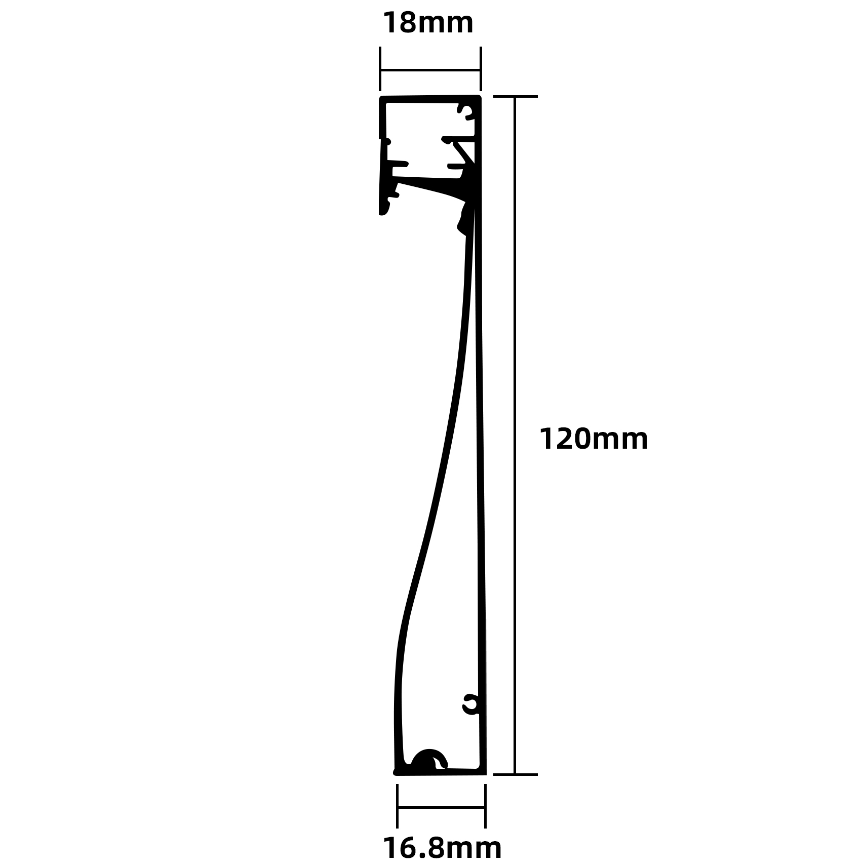 120x18 Wall Skirting Line Lights Aluminum Profile