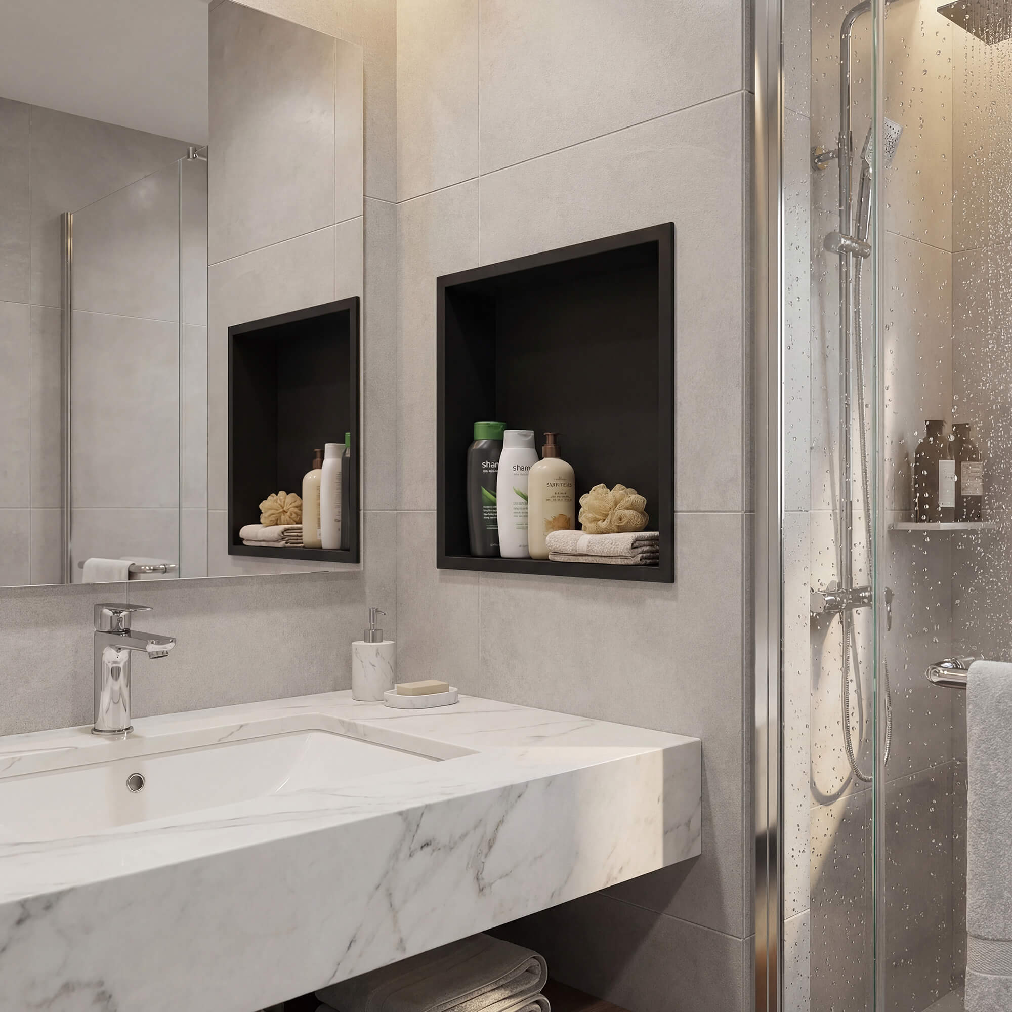 Golden Recessed LED Wall Niche