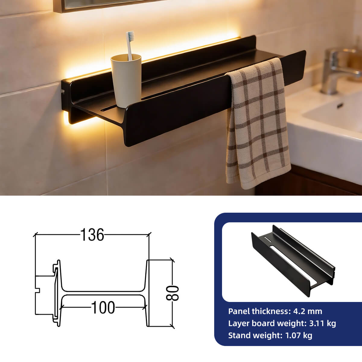 Integrated LED Wall Shelf