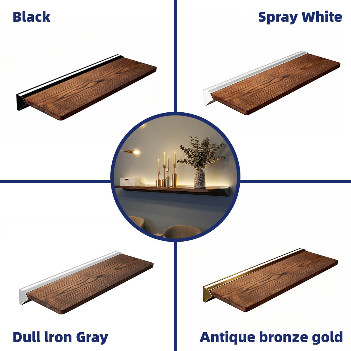 LED Wall Shelf Unit with Wood Board RD-WS05