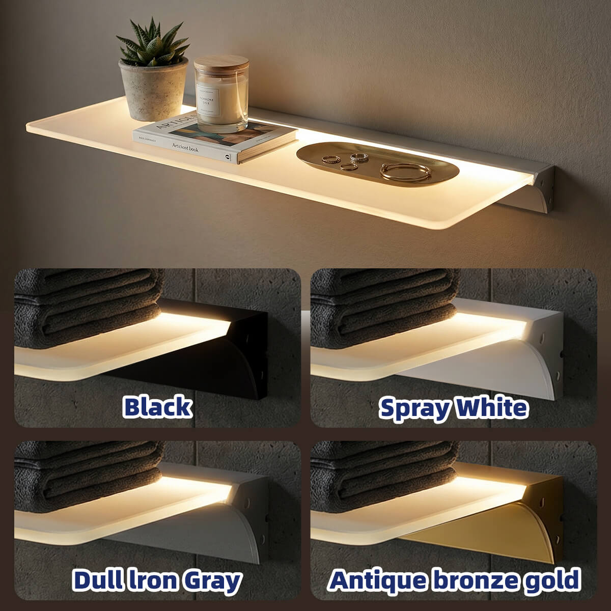 LED Wall Floating Shelf Unit with Acrylic Board