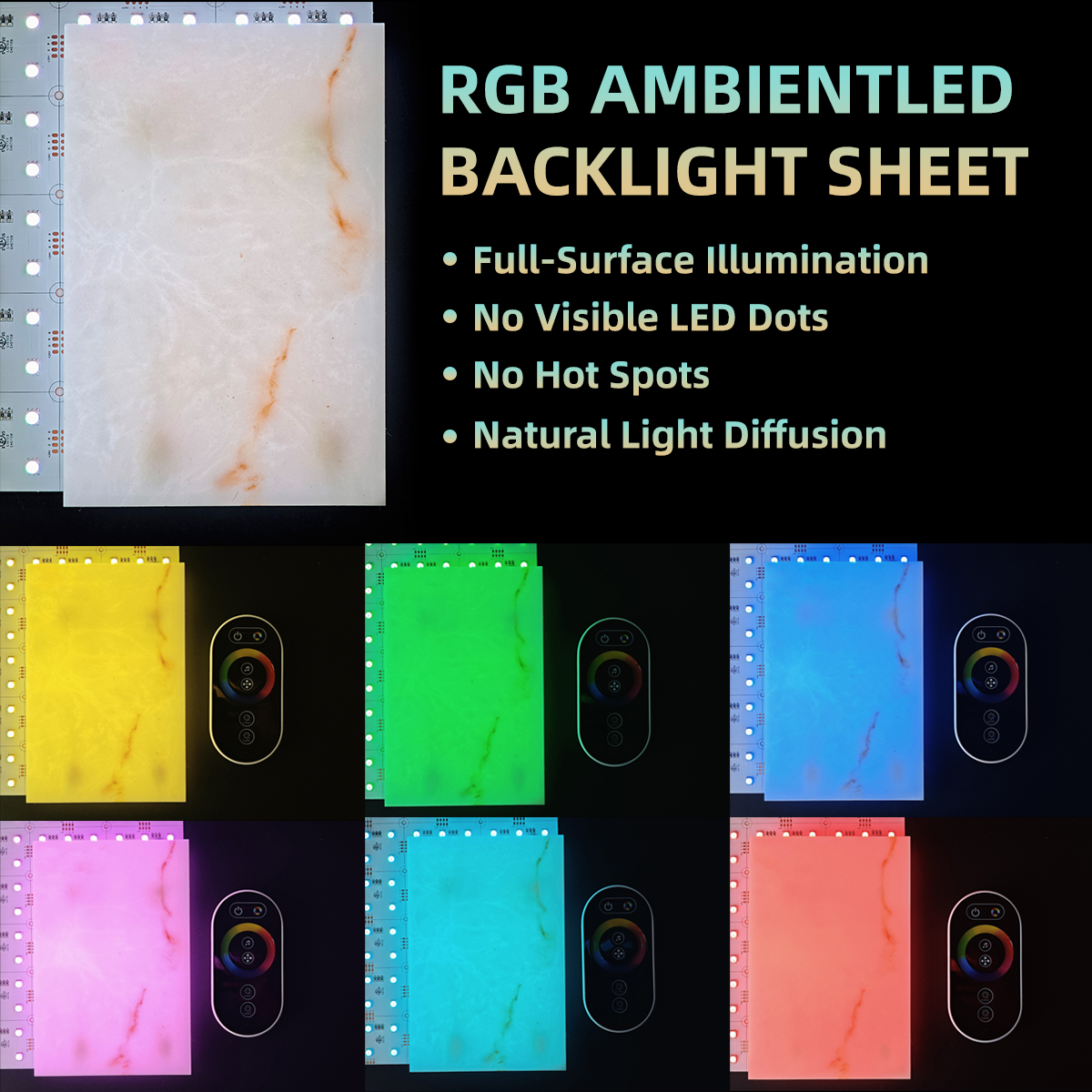 LED Marble Flexible RGB Iridescent Light Board Music Rhythm Background Wall Ambient Light