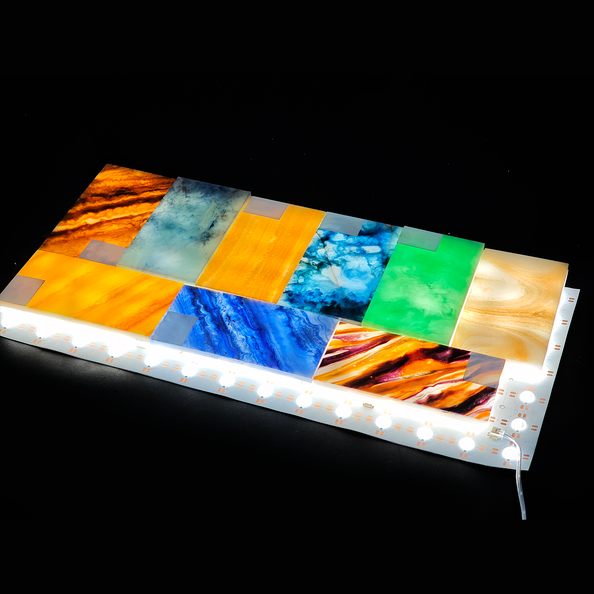 Flexible LED Light Sheet with Lens for Marble Backlighting DC24V 98LEDs Cuttable Dotless Uniform