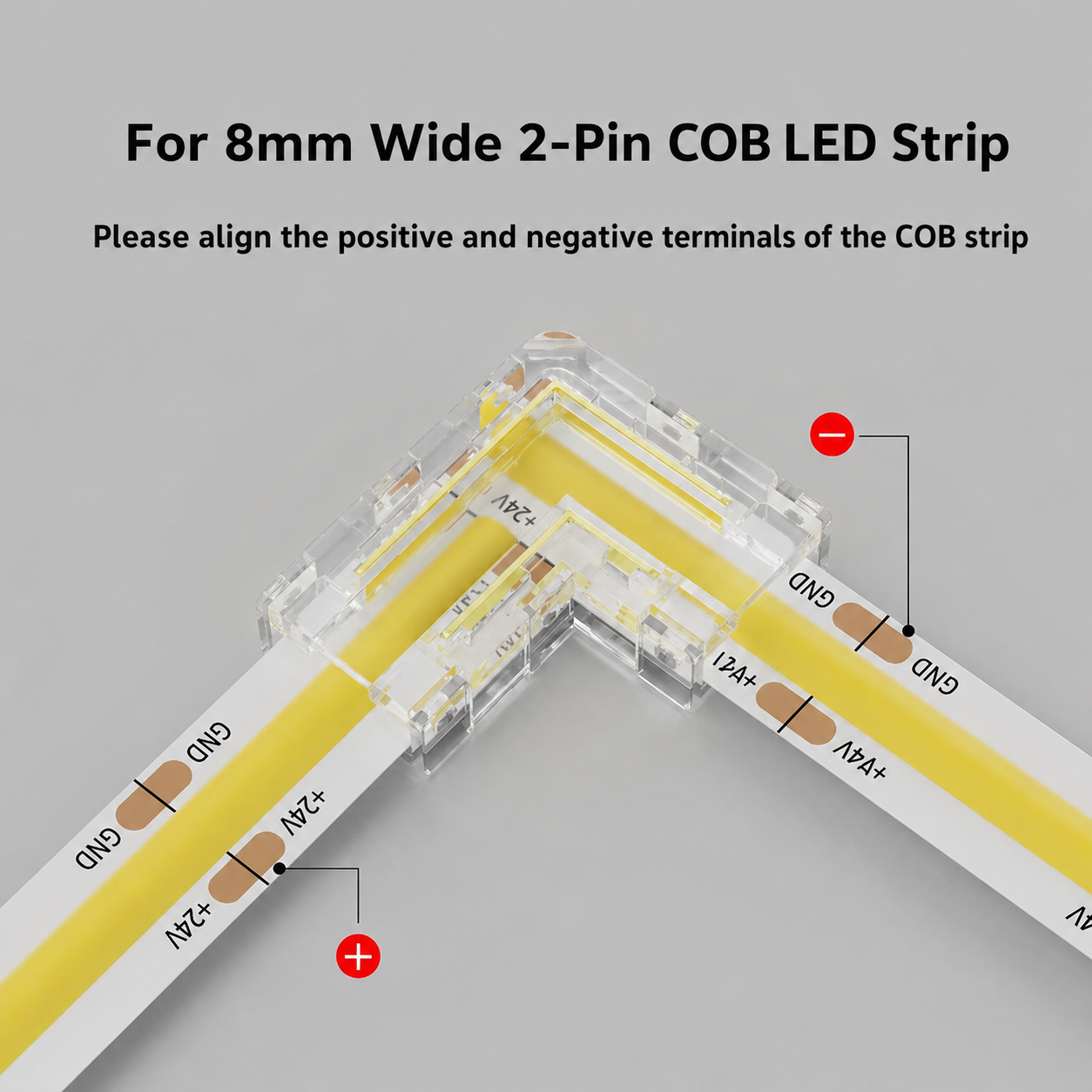 2‑Pin Solderless COB LED Strip Connector 5mm/8mm/10mm  Extension terminal LED strip accessories