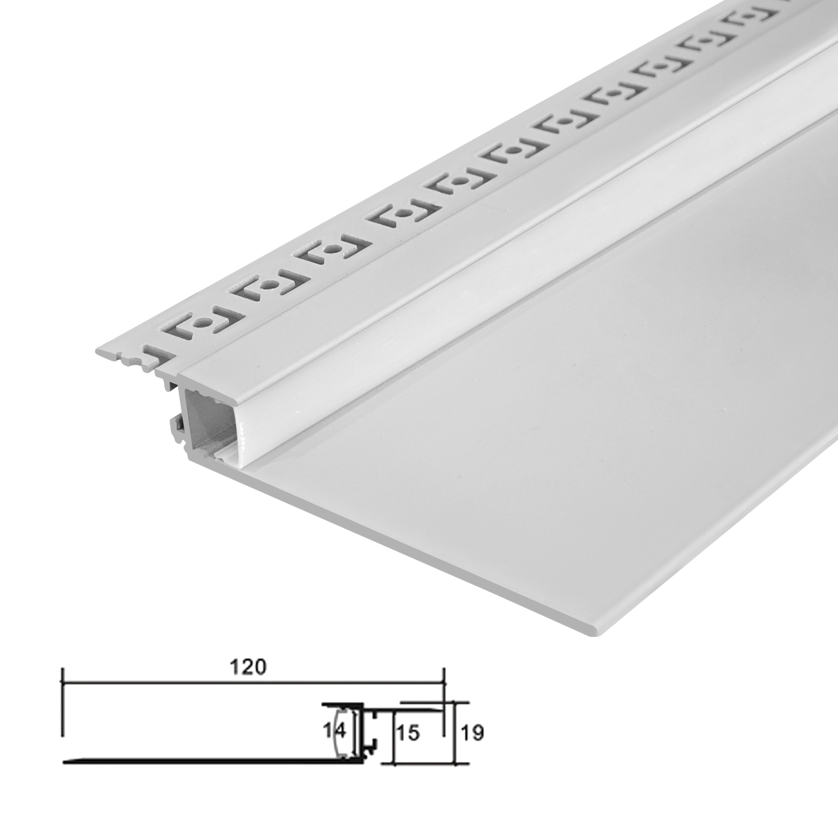 RD-120×19 Trimless Plaster-in Wall Washer LED Aluminum Profile
